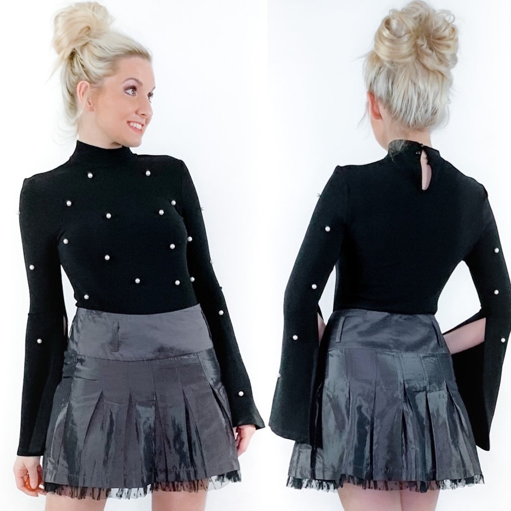 Silver Grey Fit Flare Dressy Skirt